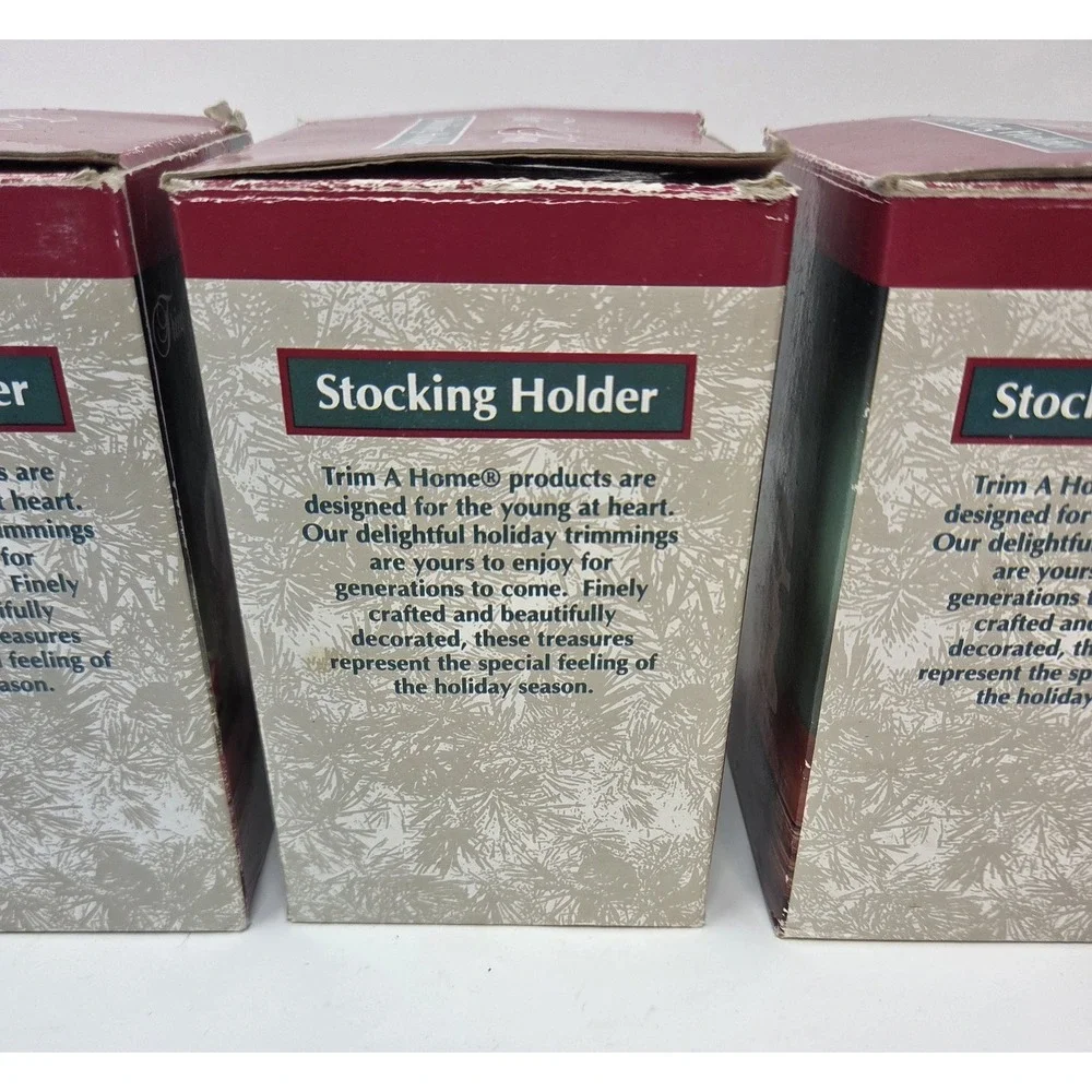 Vintage Trim A Home Kmart Resin Christmas Stocking Holders Set of 4 NIB Boxes